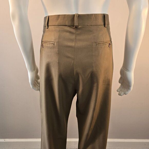 Grant Thomas Khaki Brown Wool Dress Pants Mens Sz 36 x 29 Pleated Classic Cuff - Picture 5 of 7